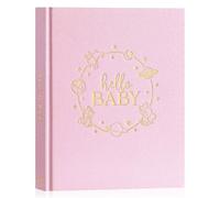 Lanpn Album Diario Nascita Bambino Bambina, Libro Nascita Bimbo Bimba, Album Foto Fotografico Neonato Bambini per Incollare Foto e Scritte, Baby Book Regalo per Primo Anno a 5 Anni, Inglese, Rosa