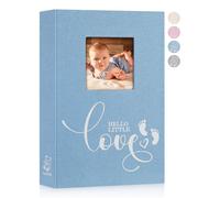 Lanpn Album Fotografici Bambino 10x15 300 Tasche, Lino Inserire Gli Album porta Foto Nascita Bimbo Regalo, Baby Photo Album Fotografico, Album Battesimo Bimba Ragazza Bambino Neonato Blu