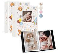Lanpn Album Fotografico Bambino 100 Tasche 2 Confezioni, Lino Ricordi Foto Nascita Bimbo 10x15 Album Portafoto Neonato, Baby Photo Album, Festa Battesimo Ragazza Ragazzo Regalo, Colorato