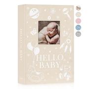 Lanpn Album Fotografico Bambino 10x15 300 Tasche, Lino Album Foto Nascita Regalo Battesimo Bimbo, Album Portafoto Neonato con Area di Scrittura memo, Album Battesimo Bimba Ragazza Bambino, Beige