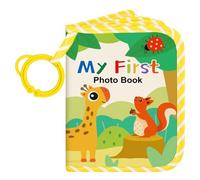 Lanpn Album fotografico per bambini, 17, 10 x 15 cm, con massaggiagengive e ciondolo, album fotografico in tessuto, album dei ricordi per il viso, regalo per baby shower, neonati, bambine (animale)