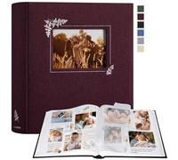 Lanpn Album Fotografico Scrapbooking, Grande Lino Design della finestra DIY Scrapbook 100 pagine bianche con divisori di cellofan per foto 9x13 cm 10x15 cm 13x18 cm (30x33,5cm, Viola)