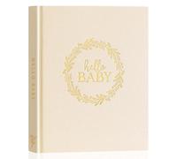 Lanpn Album Nascita Bambino e Bambina, Libro dei Ricordi Neonato per Primo Anno a 5 Anni, Albums Fotografico Neonato per Incollare Foto e Scritte, Diario Regalo Bimbo (Inglese, 154 Pagine, Beige)