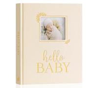 Lanpn Album Nascita Bambino e Bambina, Libro dei Ricordi Neonato per Primo Anno a 5 Anni, Albums Fotografico Neonato per Incollare Foto e Scritte, Diario Regalo Bimbo (Inglese, Beige, 154 Pagine)