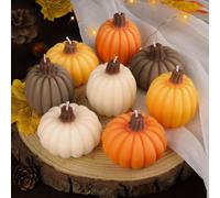 Lanpn Candele Profumate 8 Pezzi Candela Aromaterapia d'autunno Fall Scented Candle Set Candele Decorative di Zucca Bomboniera Regalo per Donne Madre Compleanno Aromatiche Arredamento Casa