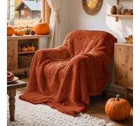 Lanpn Coperta Autunno per Sedia Divano, Morbidi Coperte Plaid Jacquard 3D Zucca, Flanella Sherpa Trapuntino, Peluche Caldo Copriletto Letto, Regalo Autunnale Marrone Decor Casa Fattoria, 130x150 cm