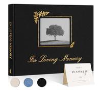 Lanpn Libro degli Ospiti del Funebri Funerale in Lino, Libro di Condoglianze Commemorativa, in Loving Memory Funeral Guest Book for Memorial Service, Libro di Registrazione degli Ospiti, Nero