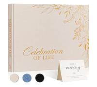 Lanpn Libro degli Ospiti del Funerale Funebri, Libro di Condoglianze Commemorativa in Lino, Celebration of Life Funeral Guest Book for Memorial Service, Libro di Registrazione degli Ospiti, Beige