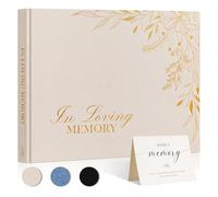 Lanpn Libro degli Ospiti del Funerale Funebri, Libro di Condoglianze Commemorativa in Lino, in Loving Memory Funeral Guest Book for Memorial Service, Libro di Registrazione degli Ospiti, Beige