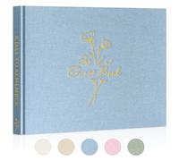 Lanpn Libro degli Ospiti di Matrimonio in Lino 108 Pagine Vuoto, Wedding Guest Book Libro Dediche Matrimonio con Titolo Dorato, Ideale per Matrimoni Anniversari Compleanni Battesimo di Sposa (Blu)