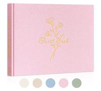 Lanpn Libro degli Ospiti di Matrimonio in Lino 108 Pagine Vuoto, Wedding Guest Book Libro Dediche Matrimonio con Titolo Dorato, Ideale per Matrimoni Anniversari Compleanni Battesimo di Sposa (Rosa)