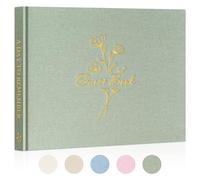 Lanpn Libro degli Ospiti di Matrimonio in Lino 108 Pagine Vuoto, Wedding Guest Book Libro Dediche Matrimonio con Titolo Dorato, Ideale per Matrimoni Anniversari Compleanni Battesimo di Sposa (Verde)