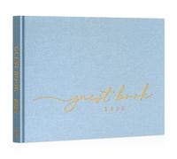 Lanpn Libro degli Ospiti di Matrimonio in Lino 108 Pagine Vuoto, Wedding Guest Book Libro Matrimonio Dediche con Titolo 2026 Dorato per Matrimoni Anniversario Compleanni Battesimo Sposa, Blu