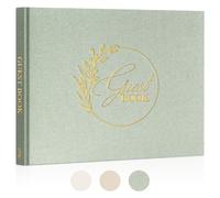 Lanpn Libro degli Ospiti di Matrimonio in Lino, Libro Dediche Matrimonio con Titolo Dorato, Wedding Guest Book di Vuoto, Ideale per Anniversari Compleanni Battesimo di Sposa (108 Pagine, Verde)