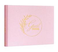 Lanpn Libro degli Ospiti di Matrimonio in Lino, Libro Dediche Matrimonio con Titolo Dorato, Wedding Guest Book di Vuoto, Ideale per Anniversari Compleanni Battesimo di Sposa (108 Pagine, Rosa)