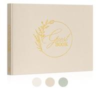 Lanpn Libro degli Ospiti di Matrimonio in Lino, Libro Dediche Matrimonio con Titolo Dorato, Wedding Guest Book di Vuoto, Ideale per Anniversari Compleanni Battesimo di Sposa (108 Pagine, Beige)