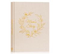 Lanpn Mamma Raccontami la Storia della Tua Vita, Diario guidato in Lino con 270+ Domande Libro dei Ricordi di Madre Mom Story Book Journal Festa della Mamma Compleanno Natale Regalo, Inglese, Beige
