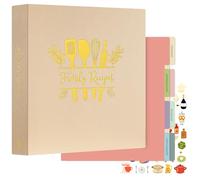 Lanpn Raccoglitore per Ricette a 3 Anelli, libro Ricettario Quaderno per Ricette da Scrivere con 8 Divisori & 2 Adesivi, Recipe Binder Cook Book Journal to Write in Your Own Recipes, Avena, Inglese
