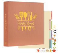 Lanpn Raccoglitore per Ricette a 3 Anelli, libro Ricettario Quaderno per Ricette da Scrivere con 8 Divisori & 2 Adesivi, Recipe Binder Cook Book Journal to Write in Your Own Recipes, Rosa, Inglese