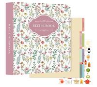 Lanpn Raccoglitore per Ricette, libro Ricettario a 3 Anelli Quaderno per Ricette da Scrivere con 8 Divisori & 2 Adesivi, Recipe Binder Cook Book Journal to Write in Your Own Recipes, Rosa, Inglese