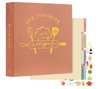Lanpn Raccoglitore per Ricette, libro Ricettario Quaderno per Ricette da Scrivere a 3 Anelli con 8 Divisori & 2 Adesivi, Recipe Binder Cook Book Journal to Write in Your Own Recipes, Rosa, Inglese