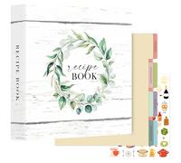 Lanpn Raccoglitore per Ricette, libro Ricettario Quaderno per Ricette da Scrivere a 3 Anelli con 8 Divisori & 2 Adesivi, Recipe Binder Cook Book Journal to Write in Your Own Recipes, Inglese