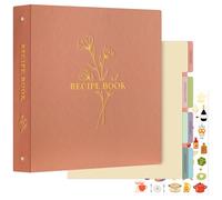 Lanpn Raccoglitore per Ricette, Recipe Binder Cook Book Journal to Write in Your Own Recipes, libro Ricettario Quaderno per Ricette da Scrivere a 3 Anelli con 8 Divisori & 2 Adesivi, Rosa