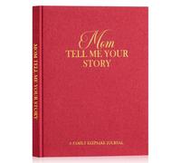Lanpn Raccontami la Storia della Tua Vita Mamma, Diario guidato in Lino con 270+ Domande Festa della Mamma Compleanno Natale Regalo Libro dei Ricordi Madre Mom Story Book Journal, Inglese, Rosso