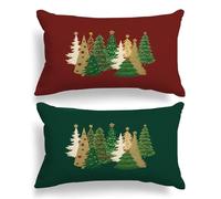 Lanpn Set di 2 federe natalizie lunghe standard 20x32, federe decorative lombari rosse e verdi 50x80cm lunghe rettangolari AccentShams copricuscini da letto decorazioni Xmas