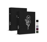 Lanpn Set di 2 raccoglitori estetici A6 a 6 anelli, copertina rigida in lino, piccoli anelli rotondi, porta carte, pianificatore, per carta A6 per ufficio, scuola, giornale, collezione (nero)