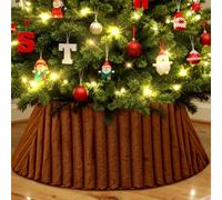 Lanpn Tappeto sotto Albero di Natale Copribase 75cm, Lusso Albero di Natale Copertura Base Piede Gonna per la Decorazioni per Interni per Feste Invernali in casa (Marrone)