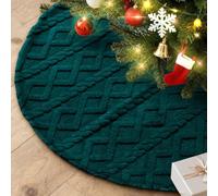 Lanpn Tappeto Sotto Albero di Natale Copribase Albero 120cm, Grande Copertura Base Tappetino Copri Base Piede Gonna per la Decorazioni per interni per feste invernali in casa (Verde)