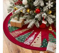 Lanpn Tappeto Sotto Albero di Natale Copribase Albero 150cm, Extra Grande Velluto Copertura Base Tappetino Copri Base Piede Gonna per la Decorazioni per interni per feste invernali in casa (Rosso)