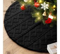 Lanpn Tappeto Sotto Albero di Natale Copribase Albero 60cm, Piccolo Copertura Base Tappetino Copri Base Piede Gonna per la Decorazioni per interni per feste invernali in casa (Nero)