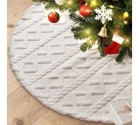 Lanpn Tappeto Sotto Albero di Natale Copribase Albero 75cm, Copertura Base Tappetino Copri Base Piede Gonna per la Decorazioni per interni per feste invernali in casa (Beige)