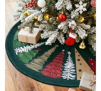 Lanpn Tappeto Sotto Albero di Natale Copribase Albero 90cm, Grande Velluto Copertura Base Tappetino Copri Base Piede Gonna per la Decorazioni per interni per feste invernali in casa (Verde)