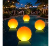LanPool Luci galleggianti per piscina, luci solari a fiamma da 35,6 cm, globo luminoso galleggiante IP68 impermeabile, accessori per piscina ad energia solare, grandi palline galleggianti luminose per