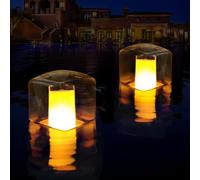 LanPool Luci galleggianti per piscina, luci solari impermeabili per piscina, luci quadrate ad energia solare, si illuminano al buio, accessori per piscina, luci solari galleggianti per stagno