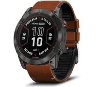 LanQii 22mm QuickFit Cinturino per Garmin Tactix 8 47mm/Descent G2/G1 Solar/Epix (Gen 2)/Epix, Pelle+Silicone Cinturino per Garmin Fenix E 47mm/Fenix 8 47mm/7 Pro/7/6/6 Pro/5/5 Plus - Marrone