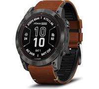 LanQii 26mm QuickFit Cinturino per Garmin Tactix 8 51mm/Enduro 3/2/1/Descent Mk3i/Mk2i/Mk2/Mk1, Pelle+Silicone Cinturino per Garmin Fenix 8 51mm/7X Pro Solar/7X/6X/6X Pro/5X/5X Puls - Marrone