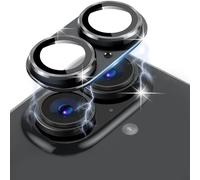 LanQii Protezione Lente Pellicola Compatibile con iPhone 16/iPhone 16 Plus, Telaio Alluminio Vetro Temperato Protezione Fotocamera Posteriore Durezza 9H per iPhone 16/iPhone 16 Plus, Nero