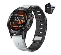 LanQii QuickFit 22mm Cinturino Magnetico per Garmin Fenix E 47mm/Fenix 8 47mm/Fenix 7/7 Pro Solar/7 Pro/6/6 Pro/5, Cinturini in Silicone per Garmin Epix 2 47mm/Forerunner 965/955, Grigio/Nero