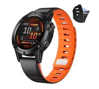 LanQii QuickFit 22mm Cinturino Magnetico per Garmin Fenix E 47mm/Fenix 8 47mm/Fenix 7/7 Pro Solar/7 Pro/6/6 Pro/5, Cinturini in Silicone per Garmin Epix 2 47mm/Forerunner 965/955, Arancio/Nero