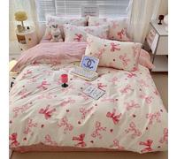 Lanqinglv Bettwäsche 135x200 Rosa con Fregi per Ragazzi, Microfibra, Rosa e Bianco Cuore - bettwäsco Copriletto con Zip e 1 Coprileggio 80x80 cm