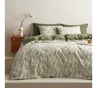 Lanqinglv Biancheria da letto 220 x 240 cm, motivo: foglie di fiori e piante, set di biancheria da letto in microfibra rinforzata, copripiumino con chiusura lampo e 2 federe da 80 x 80 cm