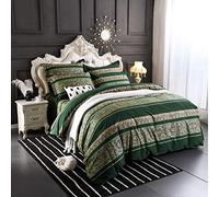Lanqinglv Biancheria da letto 220 x 240 cm, verde scuro, bohémien, indiano, bohémien, double-face, set di biancheria da letto in stile vintage, copripiumino con chiusura lampo e 2 federe da 80 x 80 cm