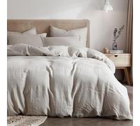 Lanqinglv Biancheria da letto doppia in mussola, 155 x 220 cm, in cotone e lino, con chiusura lampo, 1 copripiumino con chiusura lampo e 1 federa 80 x 80 cm