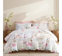 Lanqinglv Set di biancheria da letto 135 x 200 cm, con foglie e fiori, motivo piante, in microfibra rinforzata, copripiumino con chiusura lampo e federa 80 x 80 cm