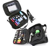 Lanrigorid Borsa a tracolla spessa con bande antiscivolo e tasche per immagazzinare bottiglie di E-liquido, bobine di atomizzatori, atomizzatori di sigaretta elettronica, batterie e strumenti (Nero)