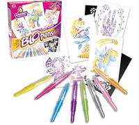Lansay - BLOPENS - Atelier delle Fate - Set Pennarelli da Colorare a Soffiare con Stencil Riutilizzabili - Idea Regalo Bambini dai 5 Anni - Kit Creazione Disegni Fate, Unicorni & Sirene Glitterate